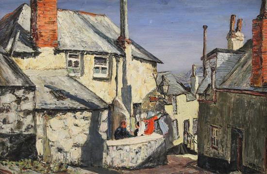 Job Nixon (1891-1938), Old Houses, St. Ives, oil, 11.5 x 17.5in